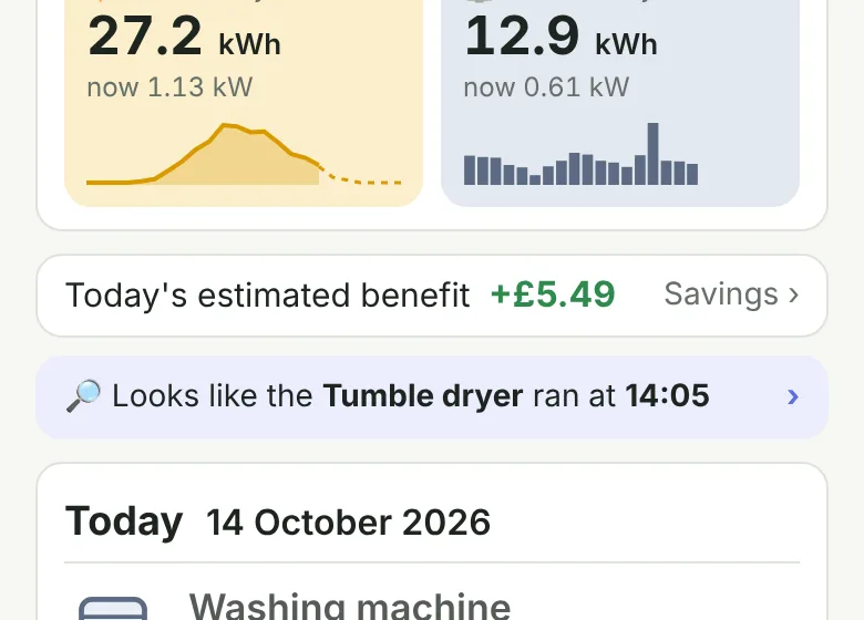 Notice that a washing machine run was spotted